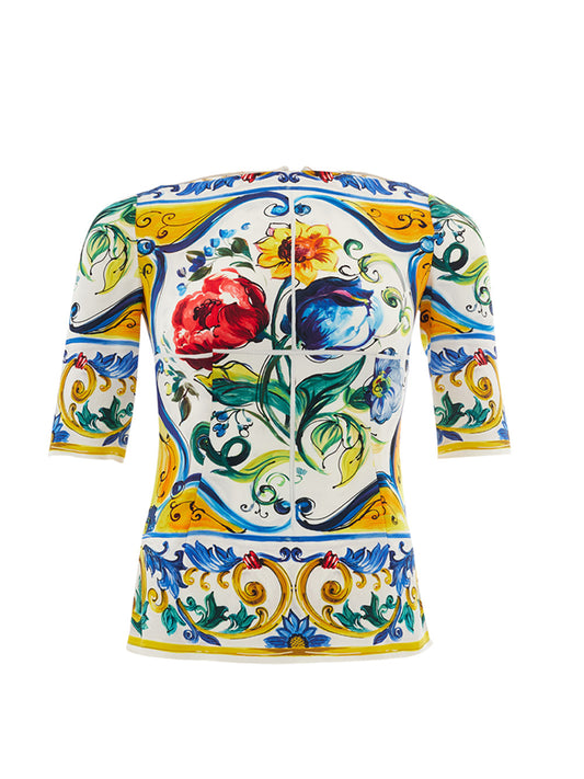 Dolce & Gabbana Majolica Multicolor Print Top