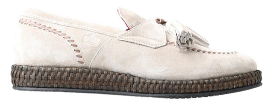 Dolce & Gabbana Ivory Suede Leather Men Espadrille Shoes